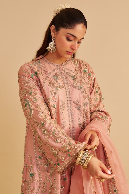Buy_Sheetal Batra_Blush , Organza Embroidery, Sequins, Beads Alira Kurta Salwar Set _Online_at_Aza_Fashions