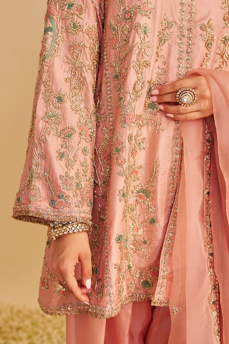 Shop_Sheetal Batra_Blush , Organza Embroidery, Sequins, Beads Alira Kurta Salwar Set _Online_at_Aza_Fashions