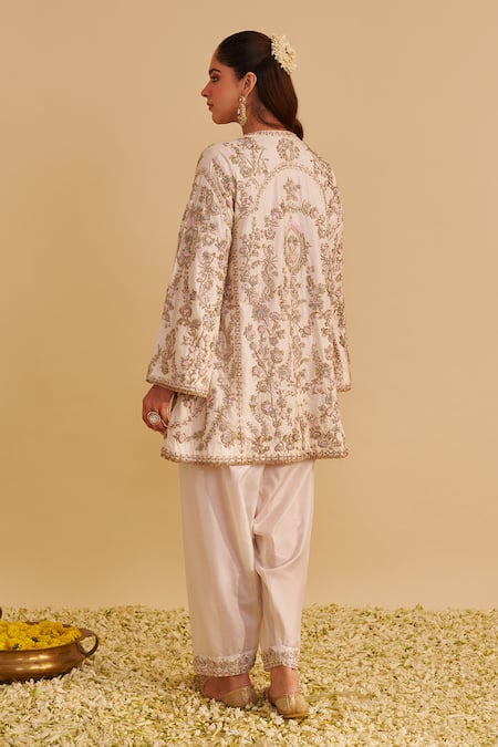 Shop Sheetal Batra Ivory , Organza Embroidery, Zari Round Neck Alira Kurta Salwar Set at Aza Fashions Shop_Sheetal Batra_Ivory , Organza Embroidery, Zari Round Neck Alira Kurta Salwar Set _at_Aza_Fashions