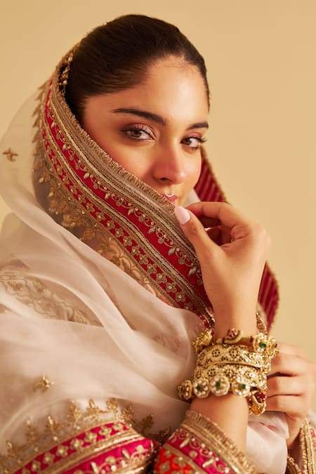 Buy Sheetal Batra Ivory Chanderi , Satin, Organza Nargis Chauga Kurta Salwar Set Online at Aza Fashions Buy_Sheetal Batra_Ivory Chanderi , Satin, Organza Nargis Chauga Kurta Salwar Set _Online_at_Aza_Fashions