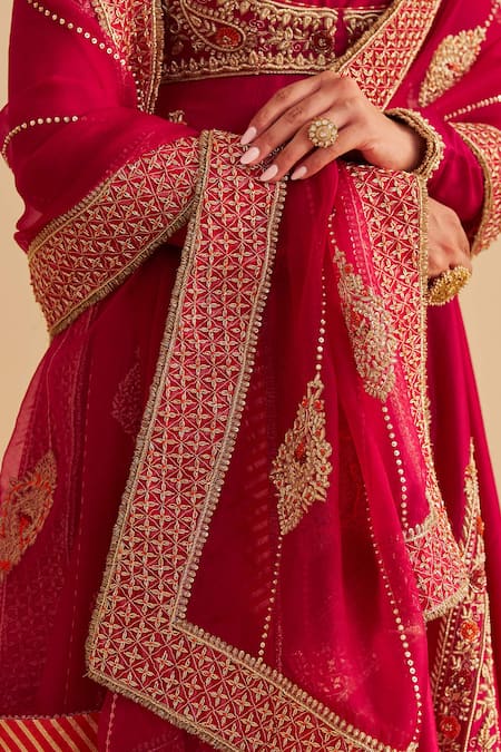 Buy_Sheetal Batra_Pink Chanderi , Organza Embroidery, Zainah Anarkali Jacket Set 