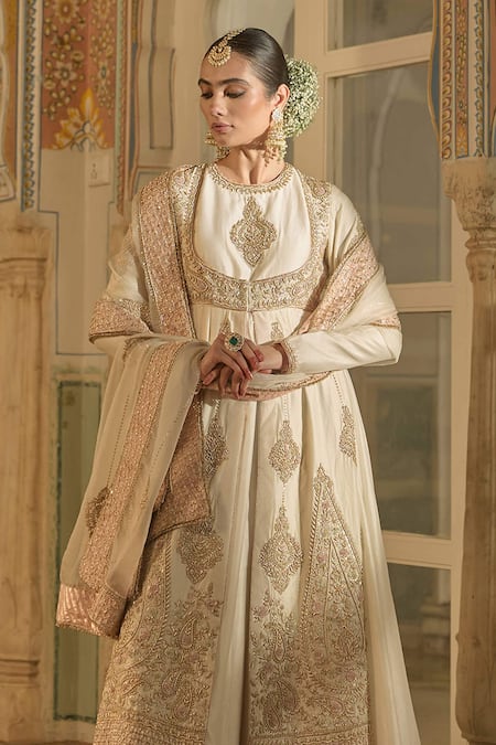 Sheetal Batra Ivory Chanderi , Organza Embroidery, Zainah Anarkali Jacket Set at Aza Fashions Sheetal Batra_Ivory Chanderi , Organza Embroidery, Zainah Anarkali Jacket Set _at_Aza_Fashions