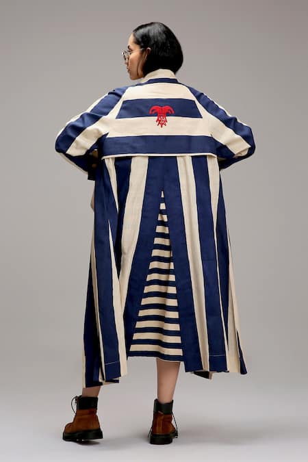 MATI_1 Striped Midi Dress & Longline Jacket Set 