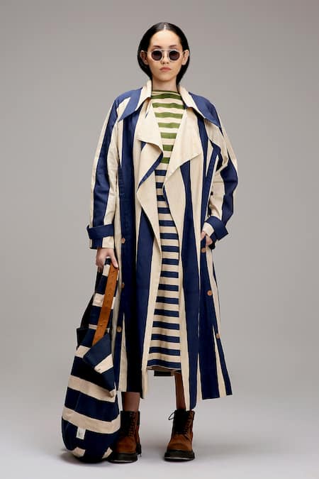 MATI_1 Striped Midi Dress & Longline Jacket Set 