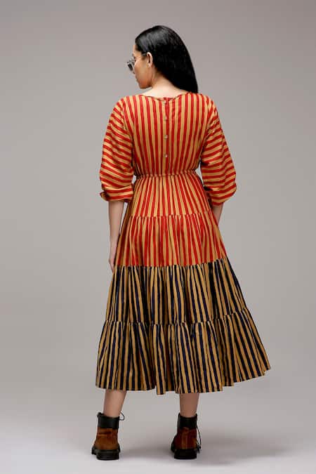 MATI_1 Striped Tiered Midi Dress 