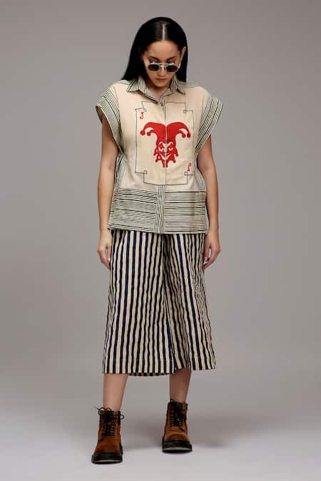 MATI_1 Joker Motif Striped Shirt & Pant Set 