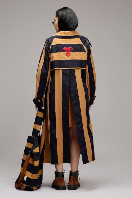 MATI_1 Vertical Stripe Dress & Longline Jacket Set 