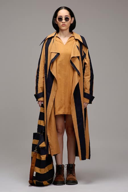 MATI_1 Vertical Stripe Dress & Longline Jacket Set 