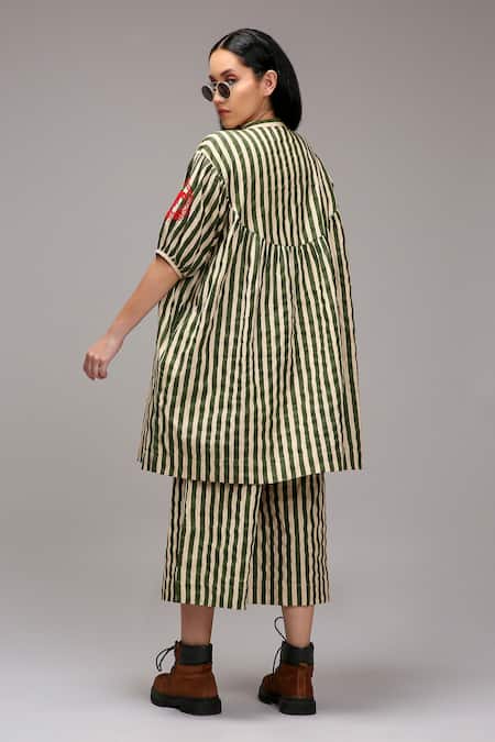 MATI_1 Stripe Pattern Gathered Tunic  