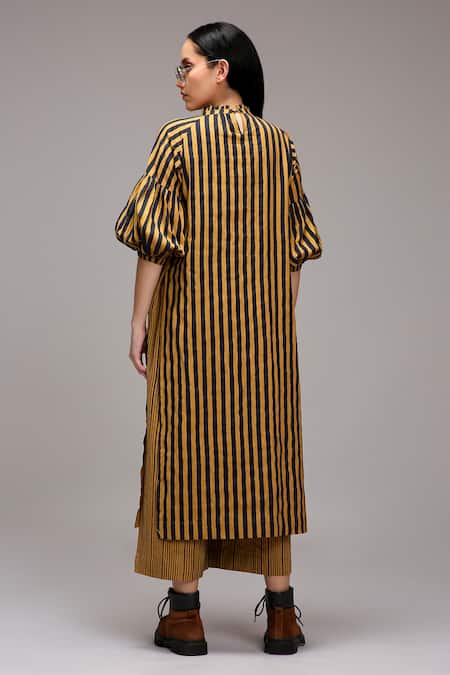 MATI_1 Stripe Pattern Gathered Tunic  