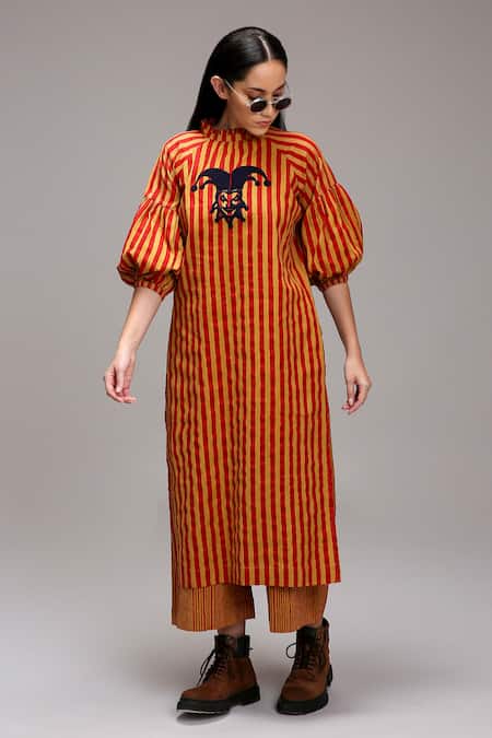 MATI_1 Striped Jester Motif Tunic & Pant Set 