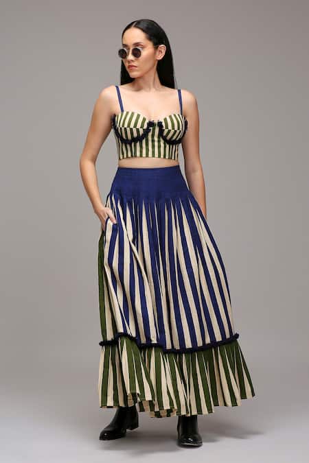 MATI_1 Striped Corset & Skirt Set 