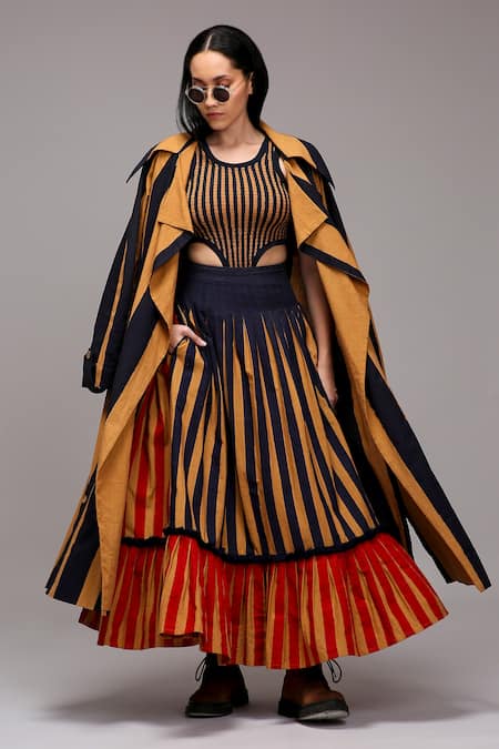 MATI_1 Striped Jacket & Skirt Set 