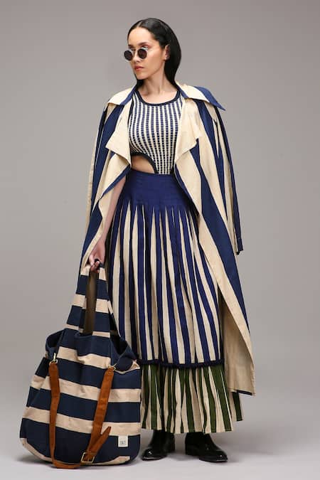 MATI_1 Striped Jacket Skirt Set 