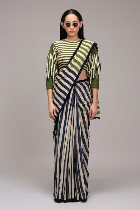 Mati Striped Saree & Blouse Set 