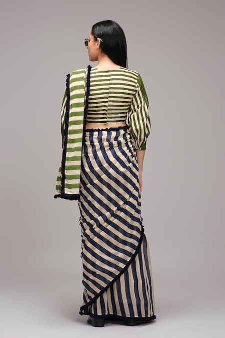 Mati Striped Saree & Blouse Set 