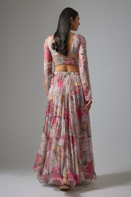 Vana Ethnics Printed Tiered Lehenga Set 