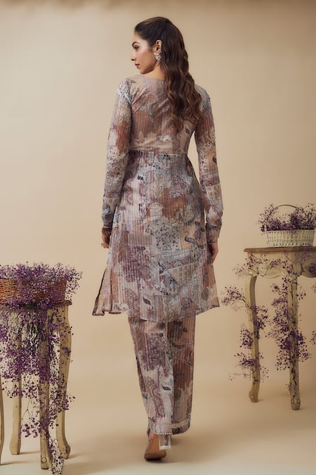 Shop Vana Ethnics Beige Chinon, Lurex Beads, Crystals Sweetheart And Embellished Jacket Pant Set at Aza Fashions Shop_Vana Ethnics_Beige Chinon, Lurex Beads, Crystals Sweetheart And Embellished Jacket Pant Set _at_Aza_Fashions