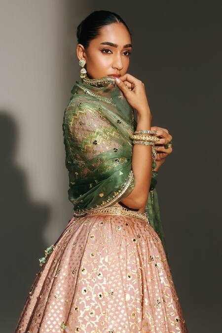 Buy Mahima Mahajan Blush , , , Organza Farah Hand Lehenga Set Online at Aza Fashions Buy_Mahima Mahajan_Blush , , , Organza Farah Hand Lehenga Set _Online_at_Aza_Fashions