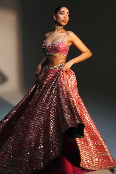 Mahima Mahajan Pink , , , Organza Komal Hand Lehenga Set Online at Aza Fashions Mahima Mahajan_Pink , , , Organza Komal Hand Lehenga Set _Online_at_Aza_Fashions