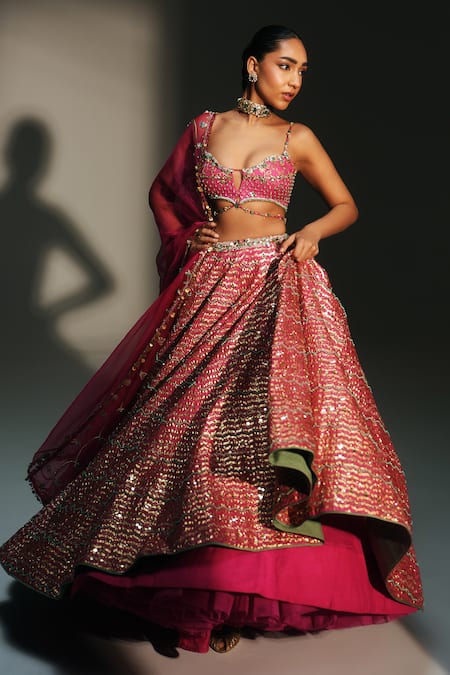 Buy Mahima Mahajan Pink , , , Organza Komal Hand Lehenga Set Online at Aza Fashions Buy_Mahima Mahajan_Pink , , , Organza Komal Hand Lehenga Set _Online_at_Aza_Fashions
