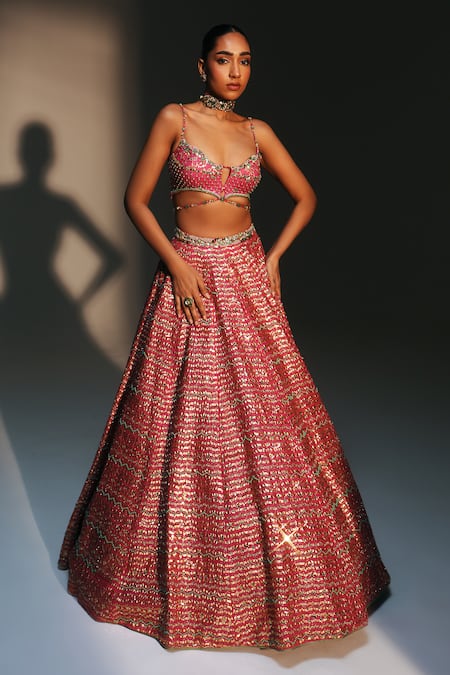 Buy Mahima Mahajan Pink , , , Organza Komal Hand Lehenga Set Buy_Mahima Mahajan_Pink , , , Organza Komal Hand Lehenga Set