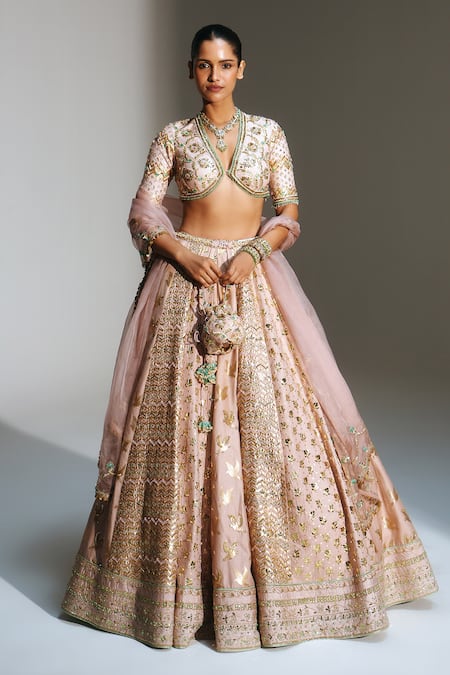 Buy Mahima Mahajan Blush , , , Organza Fariha Hand Lehenga Set Online at Aza Fashions Buy_Mahima Mahajan_Blush , , , Organza Fariha Hand Lehenga Set _Online_at_Aza_Fashions