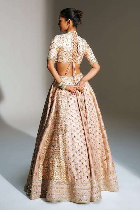 Shop Mahima Mahajan Blush , , , Organza Fariha Hand Lehenga Set Online at Aza Fashions Shop_Mahima Mahajan_Blush , , , Organza Fariha Hand Lehenga Set _Online_at_Aza_Fashions