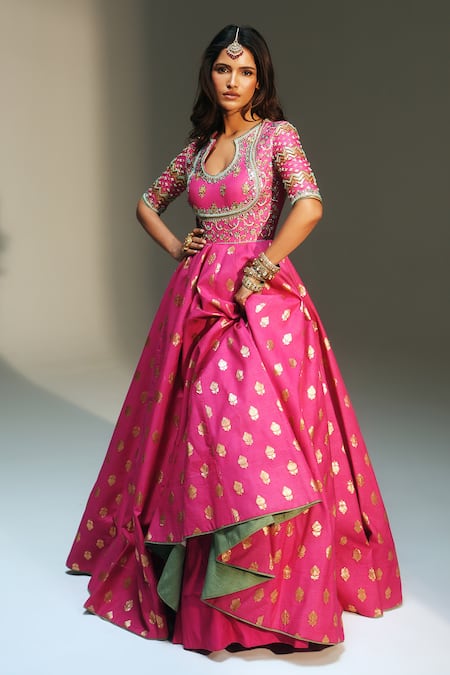 Buy Mahima Mahajan Pink Organza, Chanderi Embroidery, Ziana Hand Anarkali With Dupatta Online at Aza Fashions Buy_Mahima Mahajan_Pink Organza, Chanderi Embroidery, Ziana Hand Anarkali With Dupatta _Online_at_Aza_Fashions