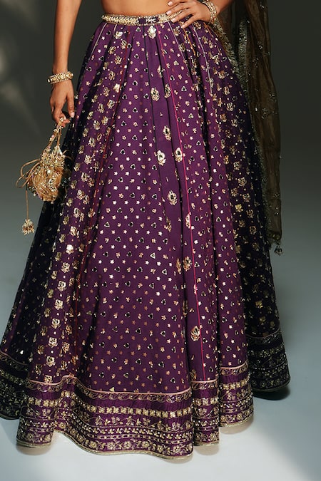 Shop Mahima Mahajan Purple Chanderi Silk, Chanderi, Silk, Tissue Lavanya Hand Lehenga Set Online at Aza Fashions Shop_Mahima Mahajan_Purple Chanderi Silk, Chanderi, Silk, Tissue Lavanya Hand Lehenga Set _Online_at_Aza_Fashions