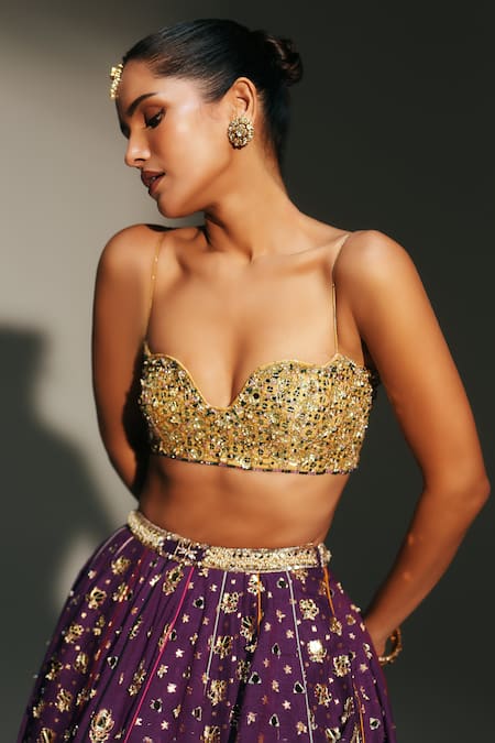 Mahima Mahajan Purple Chanderi , Organza Embroidery, Sequins, Trisha Hand Lehenga Set at Aza Fashions Mahima Mahajan_Purple Chanderi , Organza Embroidery, Sequins, Trisha Hand Lehenga Set _at_Aza_Fashions