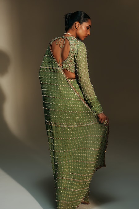 Mahima Mahajan Unnati Embroidered Pre-Draped Saree With Blouse 