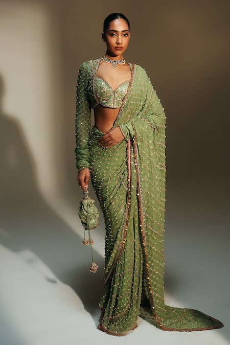 Mahima Mahajan Unnati Embroidered Pre-Draped Saree With Blouse 