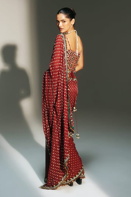 Mahima Mahajan Yamini Hand Embroidered Pre-Draped Saree With Corset 