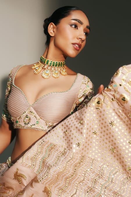 Buy Mahima Mahajan Blush Chanderi, , Organza Embroidery, Vidhi Hand Kali Lehenga Set Online at Aza Fashions Buy_Mahima Mahajan_Blush Chanderi, , Organza Embroidery, Vidhi Hand Kali Lehenga Set _Online_at_Aza_Fashions