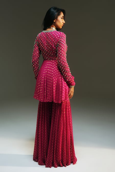 Mahima Mahajan Naina Hand Embroidered Peplum Kurta & Sharara Set 