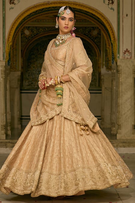 Sheetal Batra Gold , Organza Embroidery, Zari, Sequins Round Neck Aaliya Lehenga Set Online at Aza Fashions Sheetal Batra_Gold , Organza Embroidery, Zari, Sequins Round Neck Aaliya Lehenga Set _Online_at_Aza_Fashions