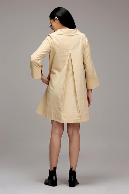 MATI_1 Collared V-Neck Cotton Short Dress 