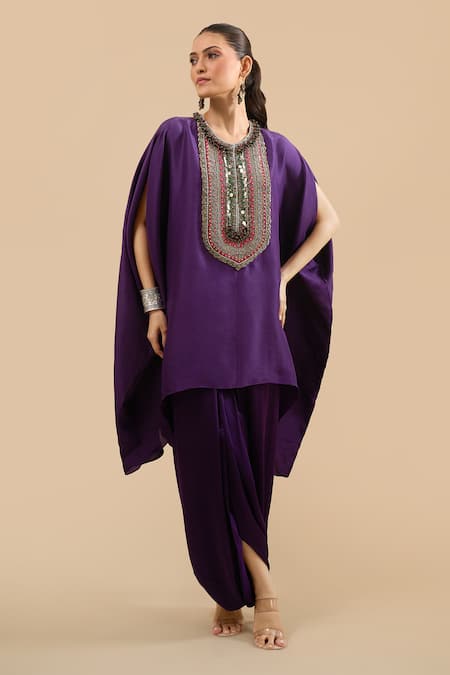 Prisho Zardozi Embroidered Kaftan With Pant