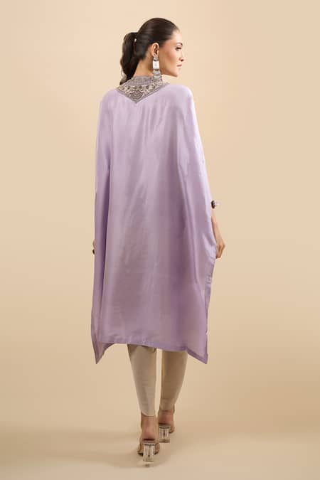 Prisho Asymmetric Embroidered Kaftan With Pant
