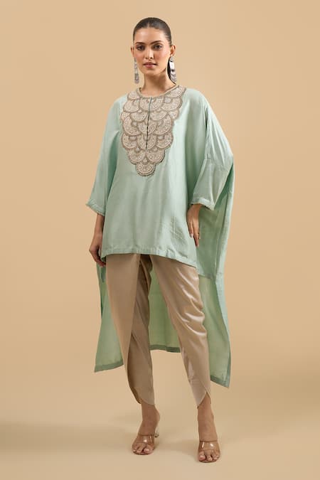Prisho Moti Embroidered Kaftan & Pant Set