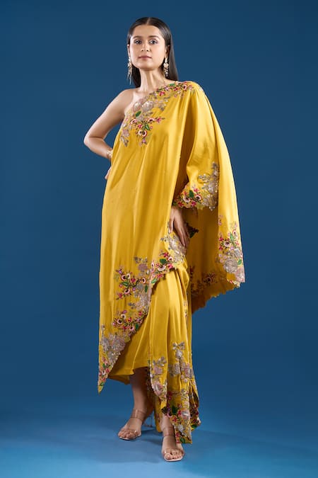 Anamika Khanna Embroidered Kurta Draped Skirt Set 