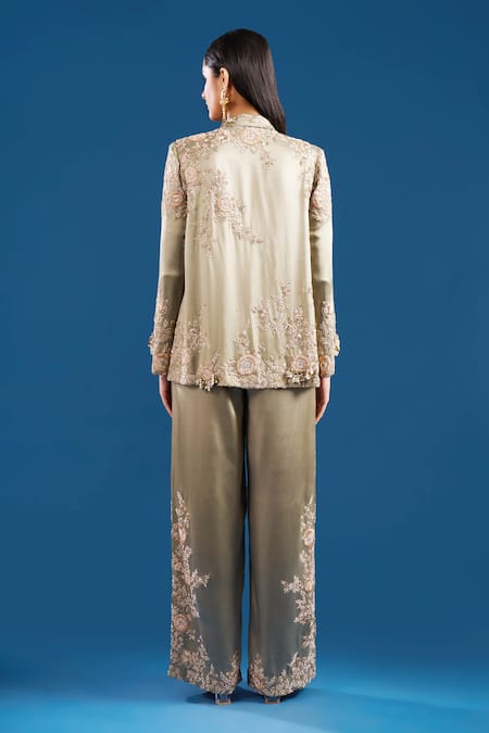 Anamika Khanna Embroidered Blazer With Pant 