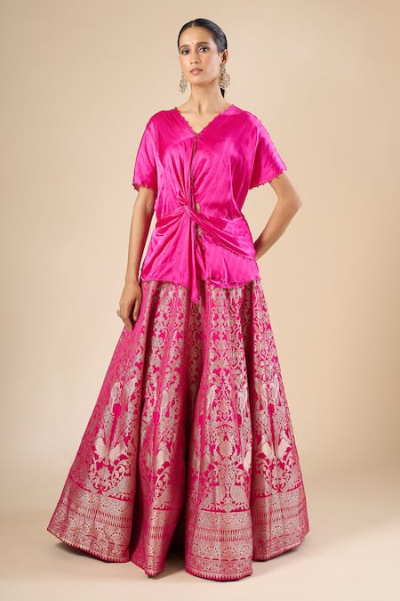 Rajdeep Ranawat Diksha Leela Banarasi Lehenga Set With Knotted Top