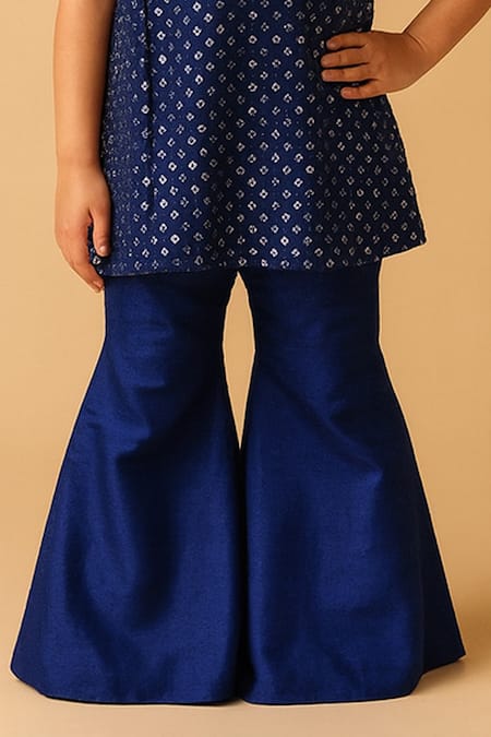 Buy Tiny Pants Blue Dupion Printed Kurta With Sharara Online at Aza Fashions Buy_Tiny Pants_Blue Dupion Printed Kurta With Sharara _Online_at_Aza_Fashions