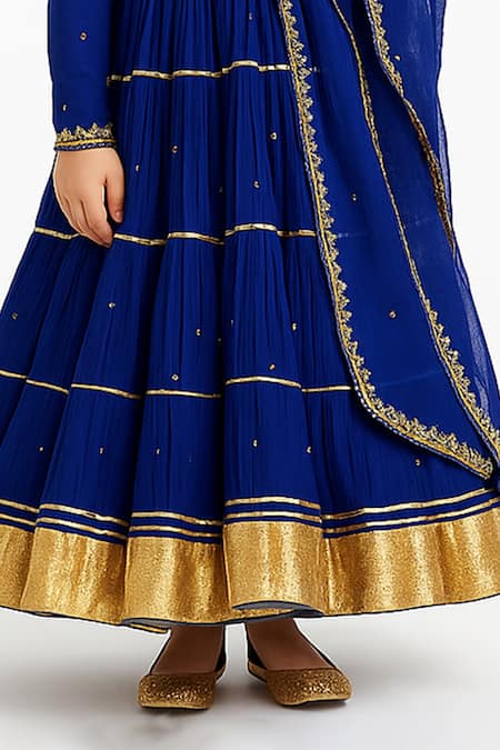 Buy Tiny Pants Blue Georgette Sequins, Zari Royal Embroidered Anarkali Set Online at Aza Fashions Buy_Tiny Pants_Blue Georgette Sequins, Zari Royal Embroidered Anarkali Set _Online_at_Aza_Fashions