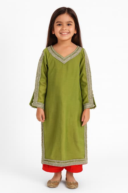 Tiny Pants Cotton Embroidered Kurta & Pant Set 
