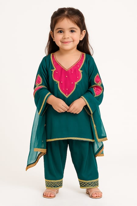 Tiny Pants Cotton Embroidered Kurta Pant Set 