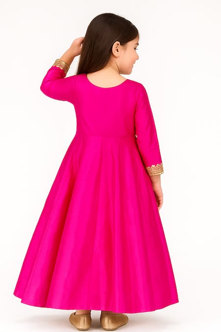 Tiny Pants Cotton Satin Embroidered Anarkali 