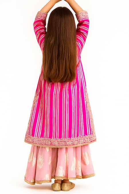 Tiny Pants Stripe Pattern Kurta & Lehenga Set 